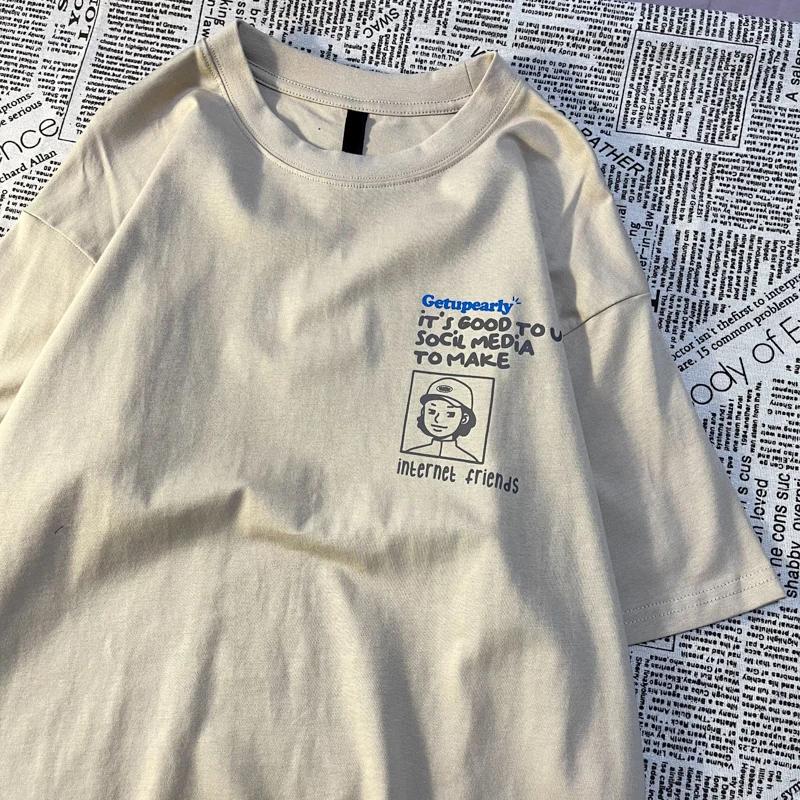 Originální tričko setkání síťařů americký retro styl pánské dámské potisk kulatý výstřih volné nadměrné krátký rukáv bavlněné tričko