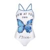 Butterfly Pattern Cute One-piece Triangle Racing Sports Swimming Pool Training Hot Suit Women's Slightly Fat Large Size