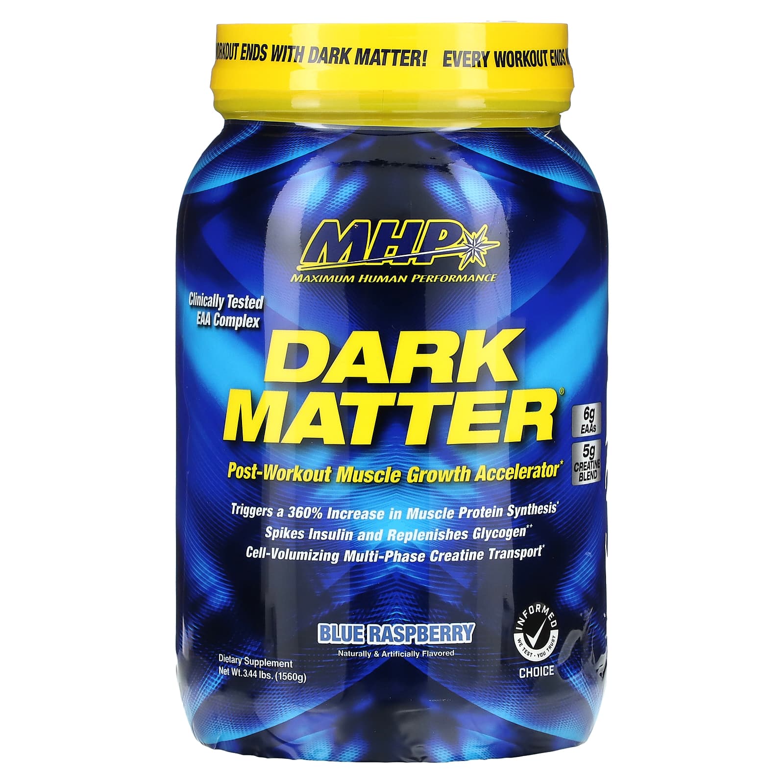 

Dark Matter, Post-Workout Muscle Growth Booster, Blue Raspberry, 1,560G (3.44Lbs)