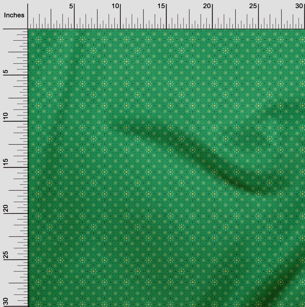 oneOone Material textil flexibil din bumbac verde, model asiatic, cu motive florale, pentru proiecte artizanale, imprimat la metru, 40 de inci