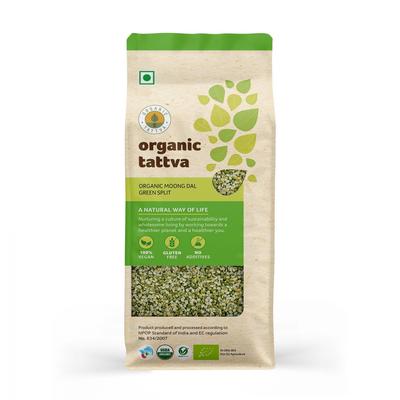 Organischer grüner Mung Dal gechipt (500 gr), Bio Mung Dal Grün geschält, Bio Tattva