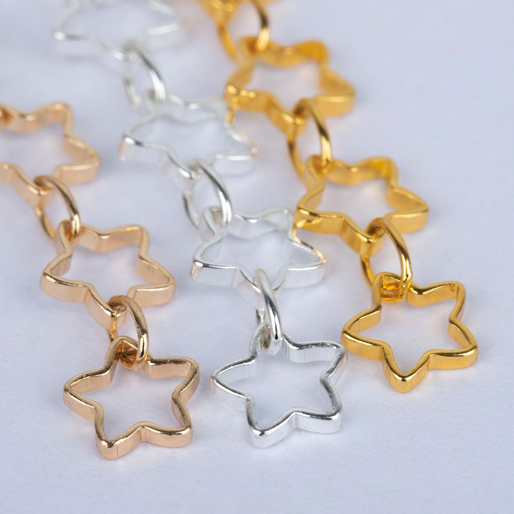 No Fade 1Meter Star Chain Gold Color Chain 5mm Hollow Out Metal Copper Chains for Necklace Jewelry Making Components DIY