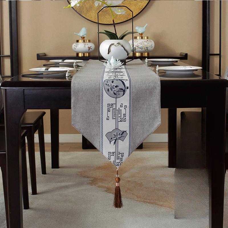 Waterproof New Chinese Style Table Flag Tea Ceremony Zen Tea Mat Tea Table Fabric Long Strip Tablecloth Chinese Style Tablecloth