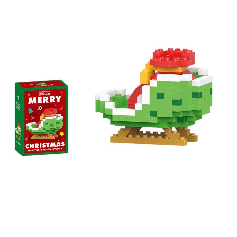 

Рождественские игрушки-пазлы из строительных блоков, елка, Санта-Клаус, олень, поезд Style I