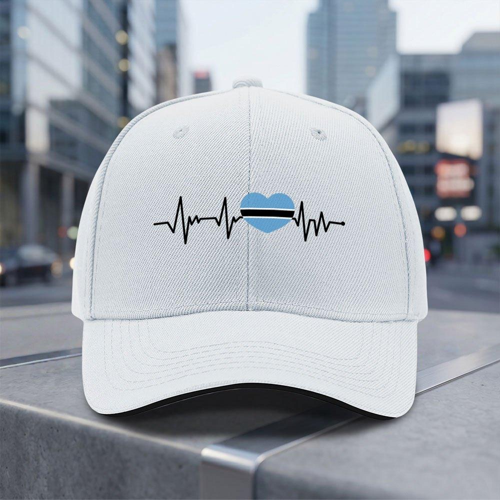 Heartbeat I Love Botswana Heart Flag Adjustable Baseball Cap