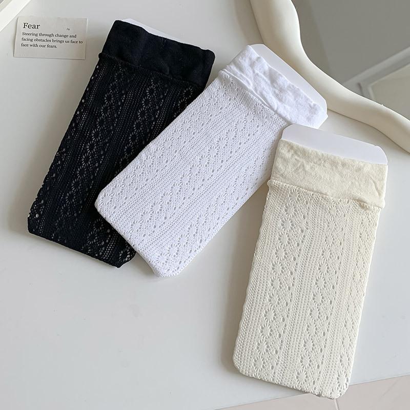 Lolita Stockings Children'S Hollow Mesh Medium Tube Stacking Socks Summer Thin Sweet Girl Calf Socks