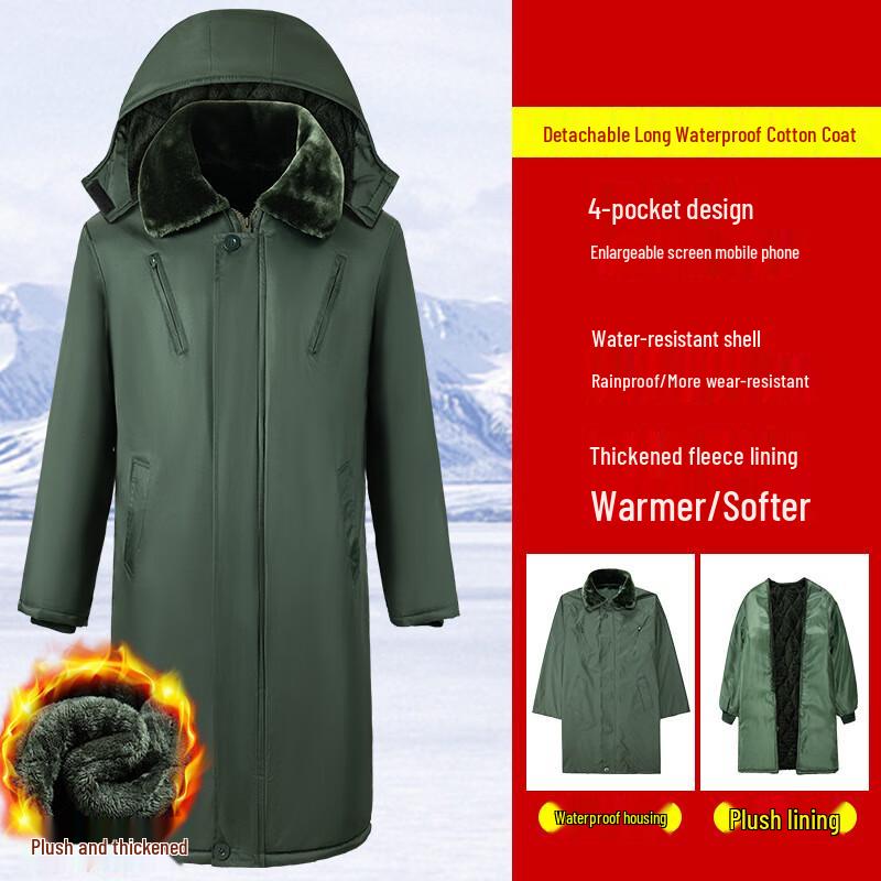 Jiemengzhe Winter Security Guard Cotton Overcoat Small-Large