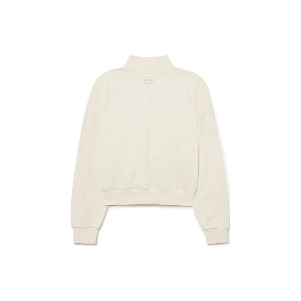MLB Los Angeles Dodgers Solid Letter Logo Jacquard Long Sleeve High Neck Pullover Sweatshirt Women sweatshirt White 3FMTM2134-07CRD