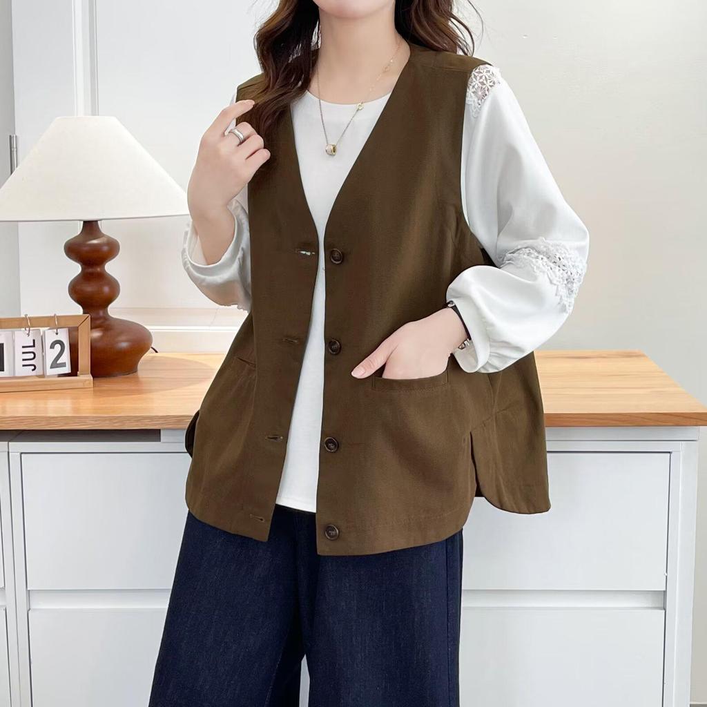 Plus Size Women's Slimming Vest Jacket 2026 - Trendy Casual Layering Shoulder Cape Outerwear for Workwear