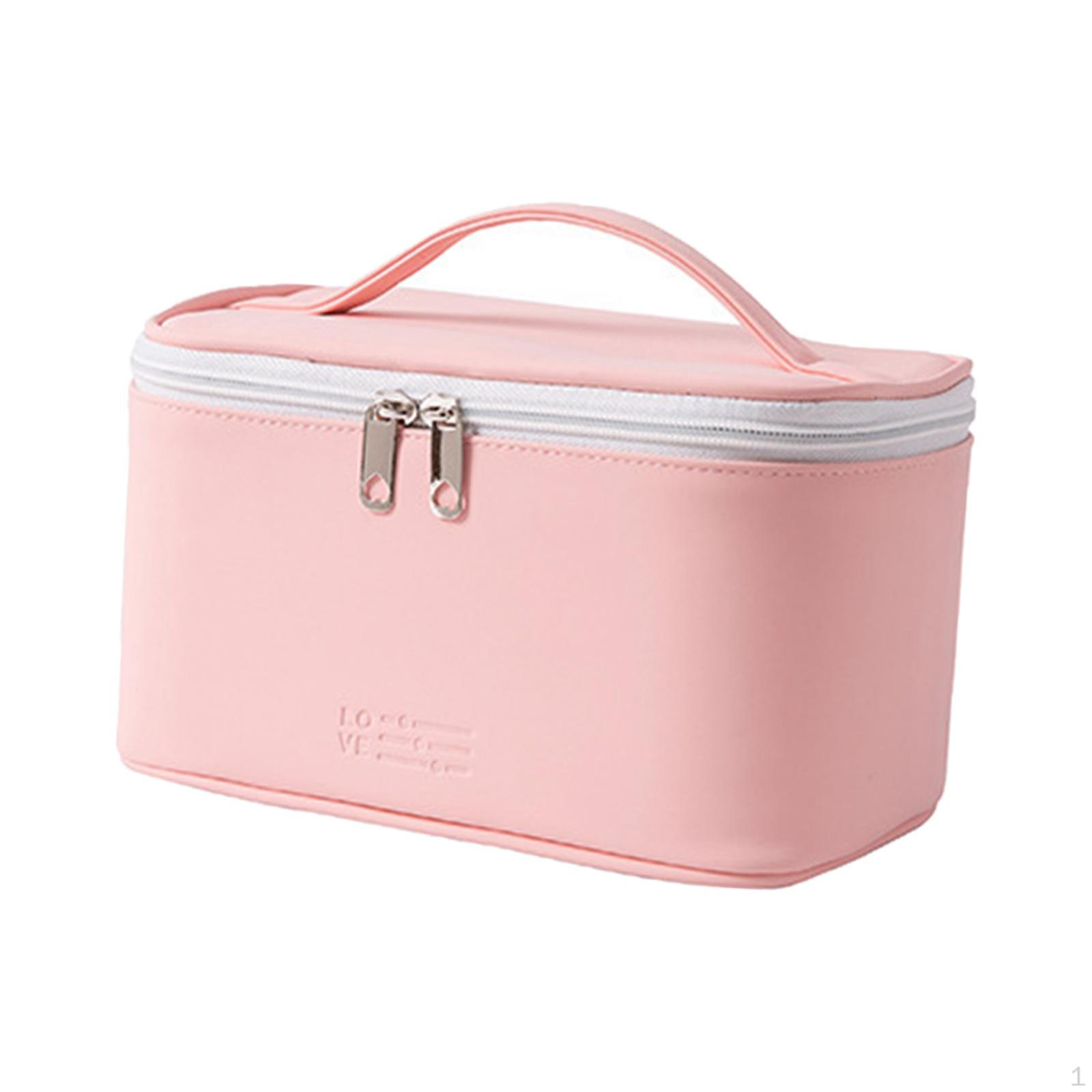 

, Large Capacity PU Leather Toiletry Kit Case for Travel Brushes Purse рожевий