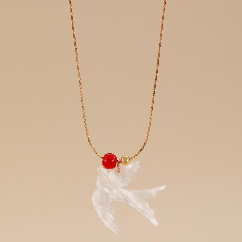 Retro Personalized Design Luxury Bird Swallow Pendant Necklace Thin Rope Collarbone Chain
