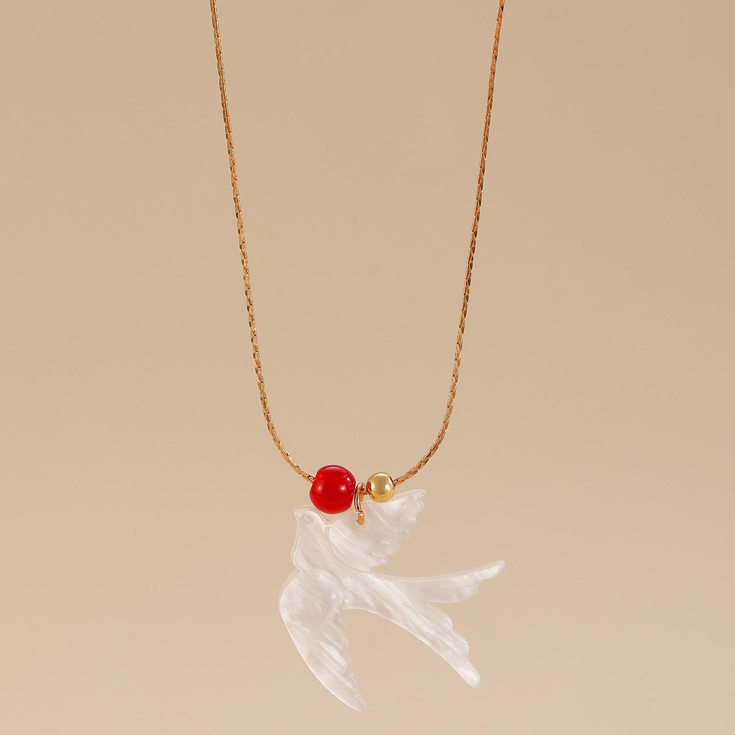 

Ретро Персонализированный Дизайн Роскошное Ожерелье с Подвеской в виде Птицы Ласточки Тонкая Веревочная Цепочка для Ключицы 1 pcs