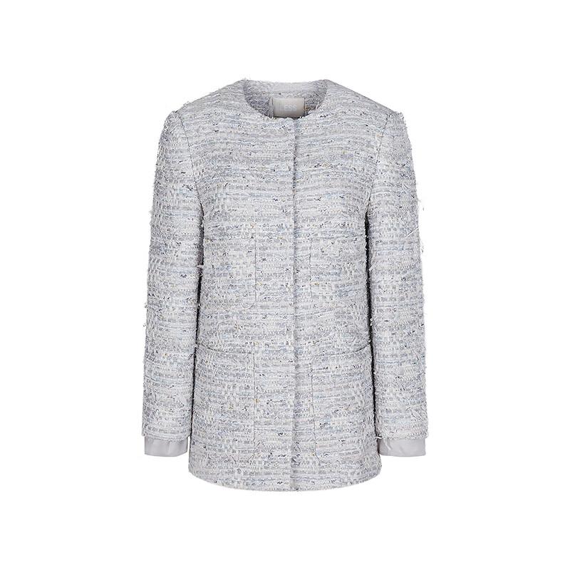 LESS 2025 Spring Collarless Long Wool Coat