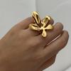 Unique Stainless Steel Pearls Flower Rings for Women Men Punk Hip Hop Geometry Irregular Finger Rings Tarnish Resistant Jewelry