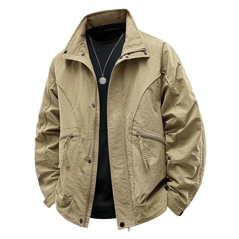 Men's Trendy Long Sleeve Jacket - Spring/Autumn Style, Solid Color, Casual & Versatile Outerwear