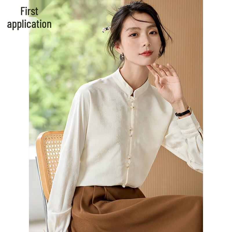 Chushen New Chinese Style Floral Long Sleeve Shirt XL