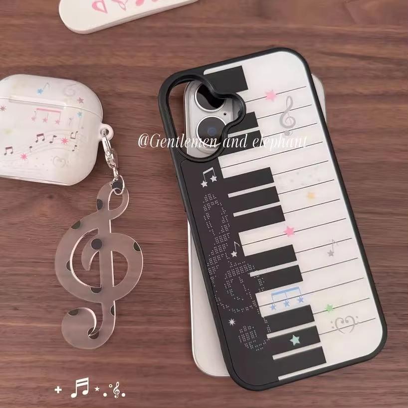 

Korean ins Art Piano Key Notes Creative Exquisite Cute Phone Case For iPhone 16 15 14 13 12 11 Pro Max Plus Y2K Kawaii Cover iPhone 13 Mini