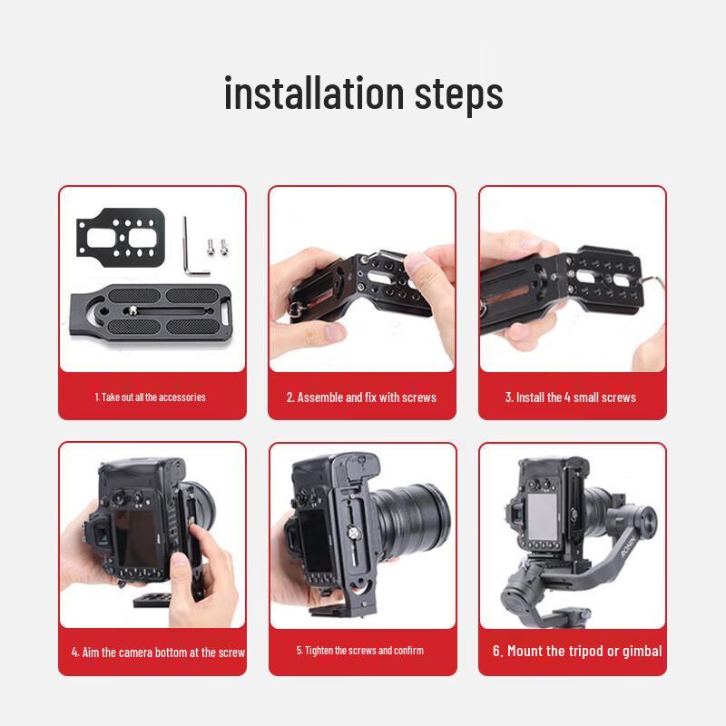 Universal Aluminum L-Shaped Quick Release Plate Stabilizer for Horizontal/Vertical Tripod Heads - Fits Mirrorless & DSLR Cameras