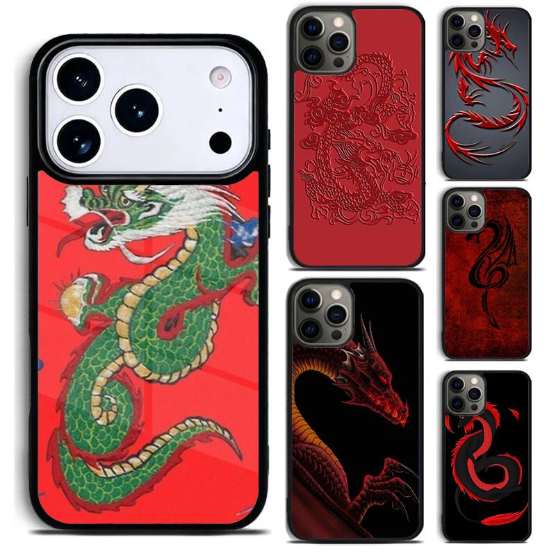 Red Dragon Phone Case for iPhone 17 16 15 Pro Max Air 14 13 12 11 Plus Shockproof Capa Cover