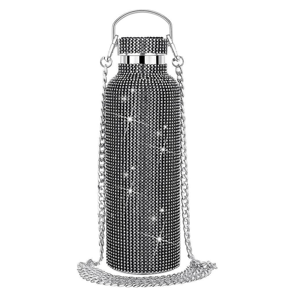 Botella de Agua de Diamante Rhinestone Bling Termo Glitter Botellas Acero Inoxidable Botella de Agua Aislada Regalo