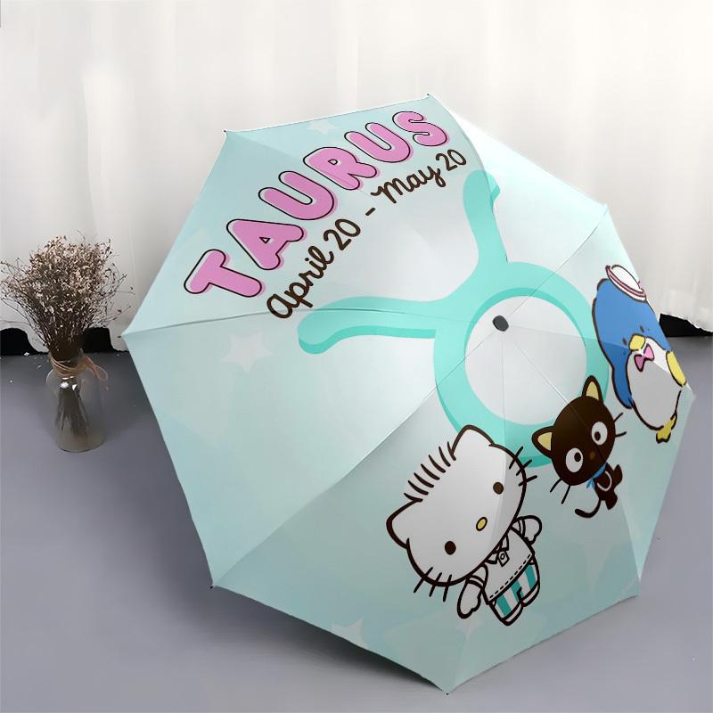 1pc Taurus Zodiac Sanrio Characters Umbrella with Plastic Handle,Suitable for All Seasons Home Travel Outdoor UmbrellaSanlio495