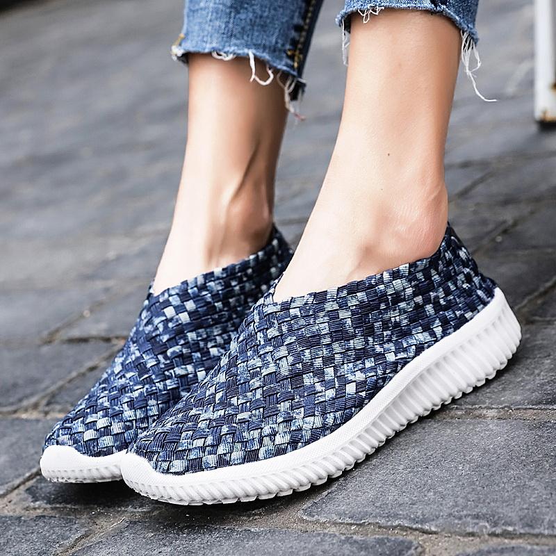 Summer Women Lightweight Slip on Sneakers Casual Plus Size Flats Loafers Soft Beach Walking Sports Shoes