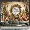 2D Flat, 2D Flat Banner, 1pc 2D Background Cloth, Golden Christmas Theme Decor Vibrant Backdrop for Family Gatherings, Weddings,