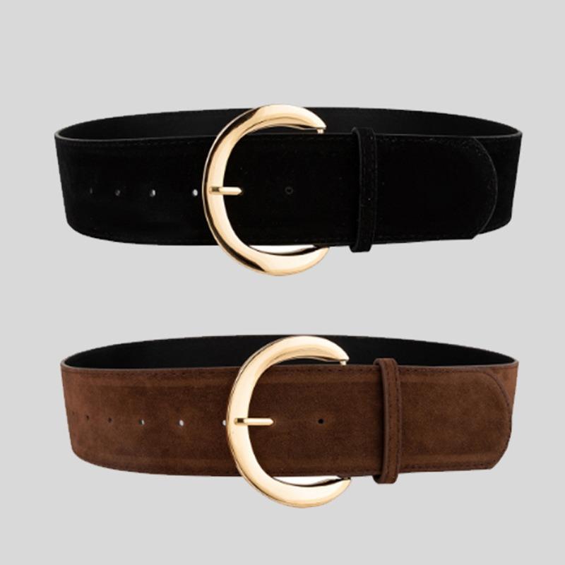 Retro Suede Korean Hot Girl Wide Belt for Women's Spring and Summer New Retro High-end Fashion Short Skirt Accessory Belt