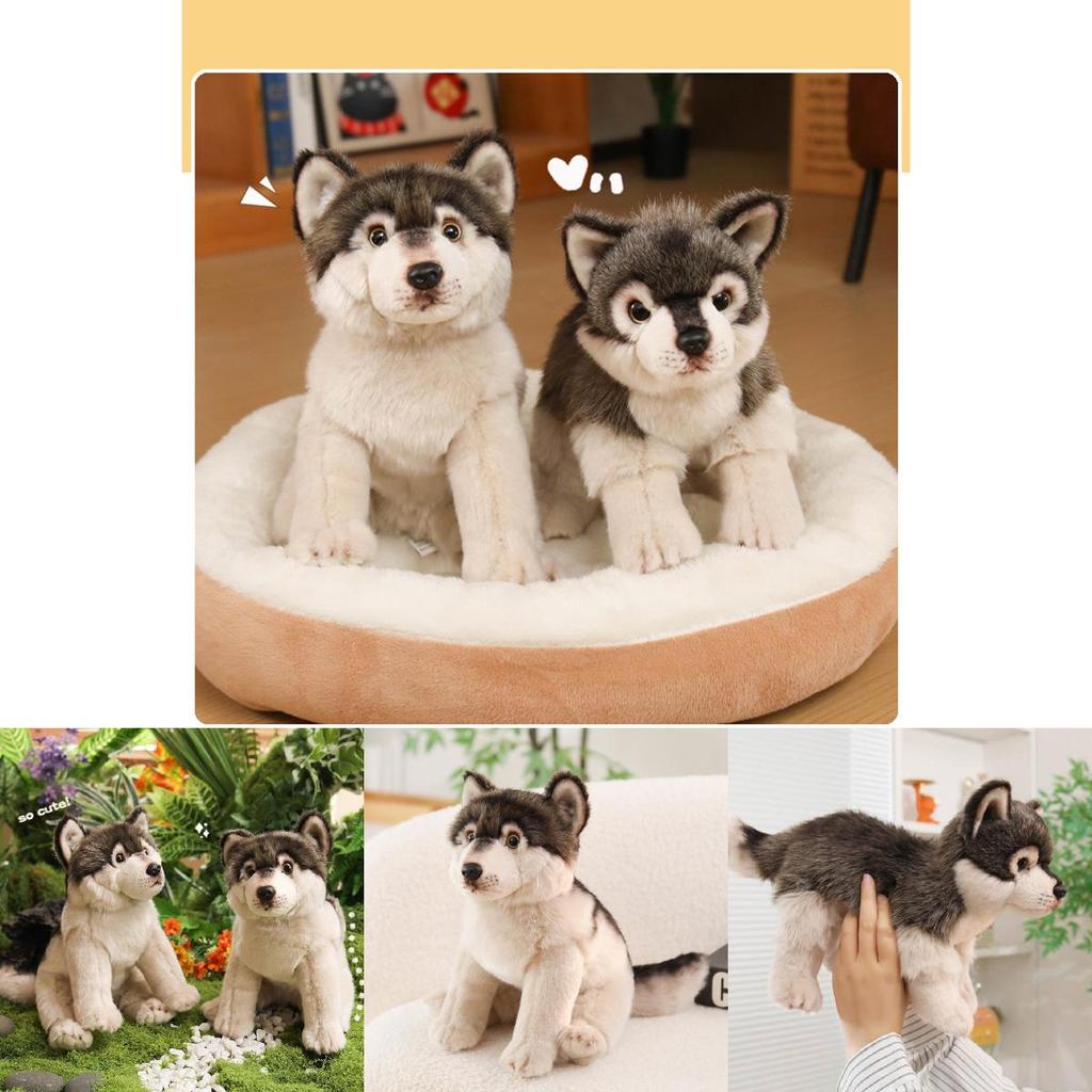 Wolf Plush Toy Animal Figurine With Short Pile Material For Kids And Adults