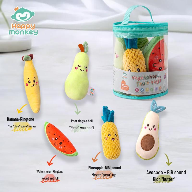 Cartoon Gemüse & Obst Rasselspielzeug für Babys 0-6 Monate