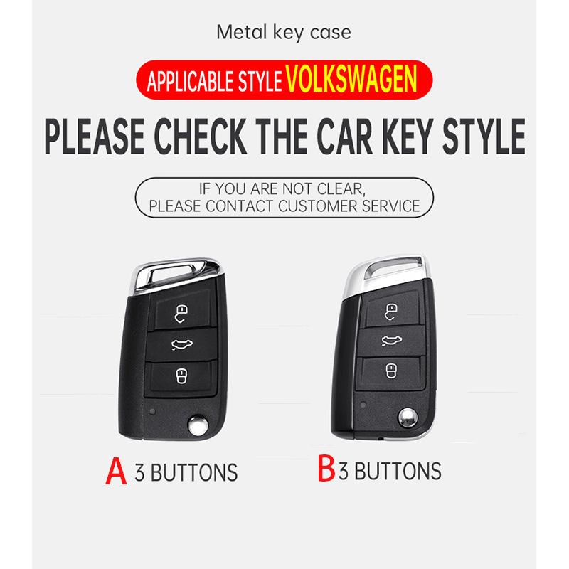 Zinc Alloy Car Key Case Protector Cover For Vw Volkswagen Golf 7 Mk7 Tiguan Mk2 T-Roc T-Cross Shell Holder Accessories