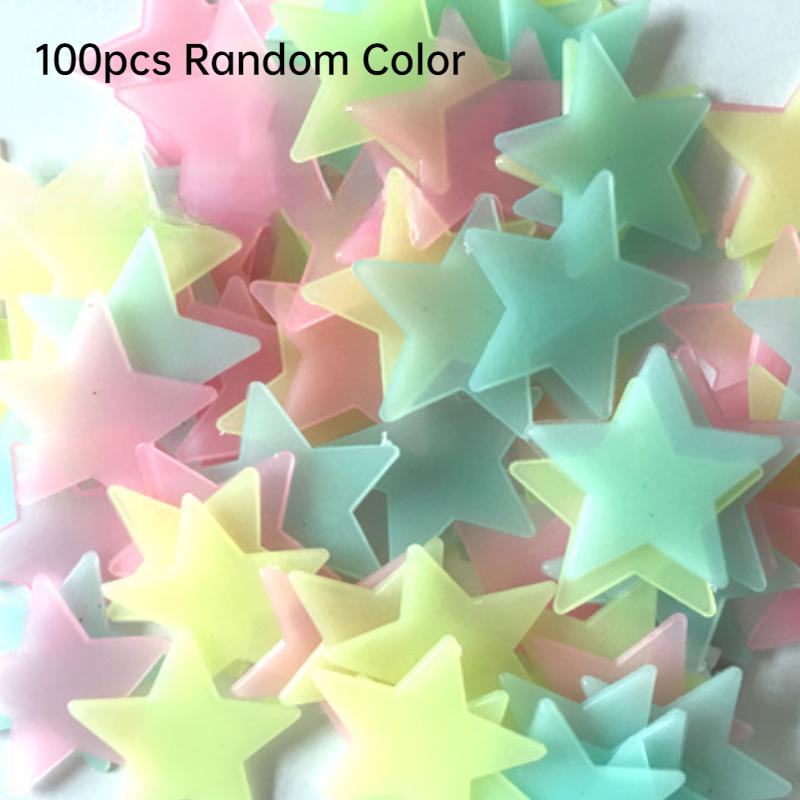 100 stuks Lichtgevende sterren decoratieve muurstickers slaapkamer doe-het-zelf pentagram fluorescerende stickers voor slaapkamerplafond huisdecoratie