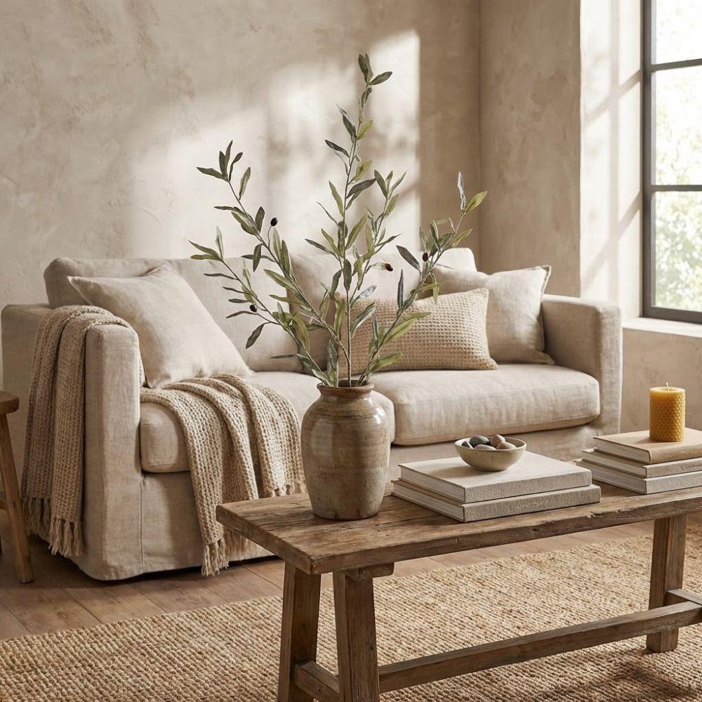 Mit Früchten Künstlicher Olivenzweig Plastik Falsche Olive Baum Vase Arrangement