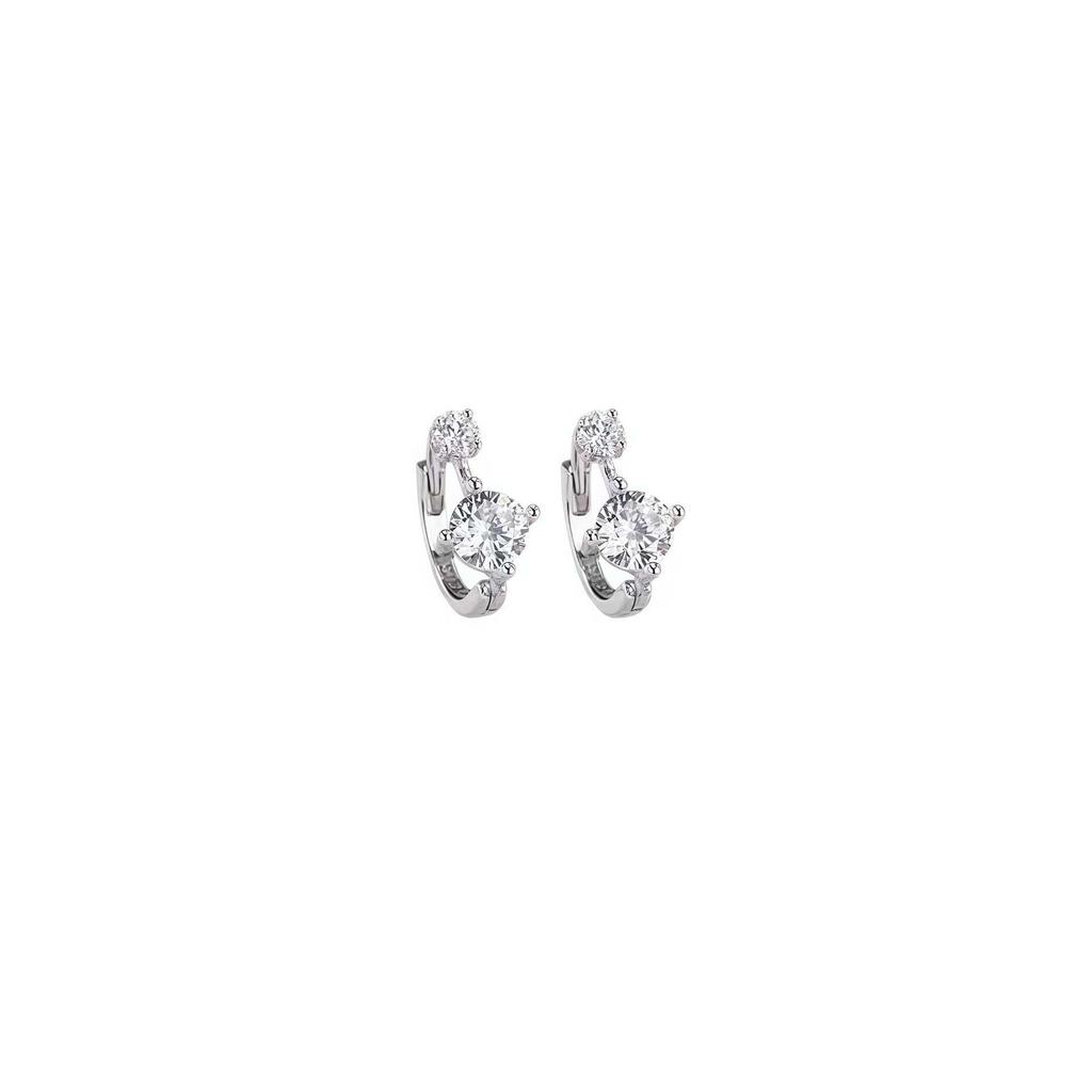 Korean Style Sparkling Zircon Sterling Silver Ear Cuffs
