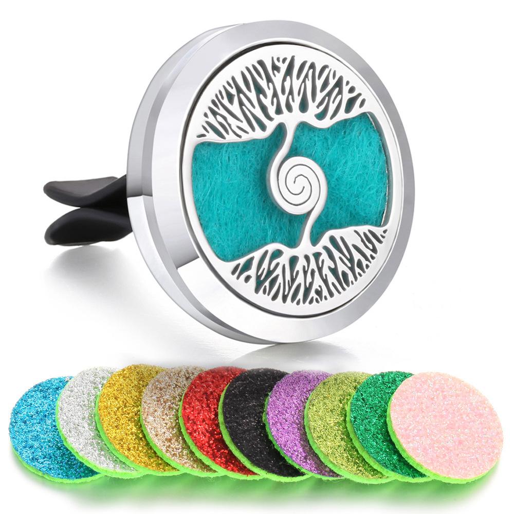1pc Refillable Car Air Freshener Smell Perfume Diffuser Clip Auto Vent Essential Oil Stainless Steel Locket Interior Accessories