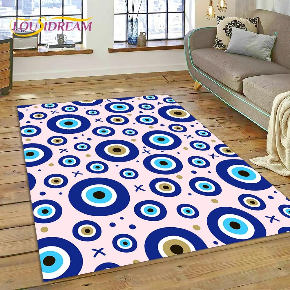 Evil Eye Turkey Blue Nazar Eye of Horus Rug Carpet for Living Room Bedroom Decor,Floor Mat Non-slip Decoration for Sofa Doormat