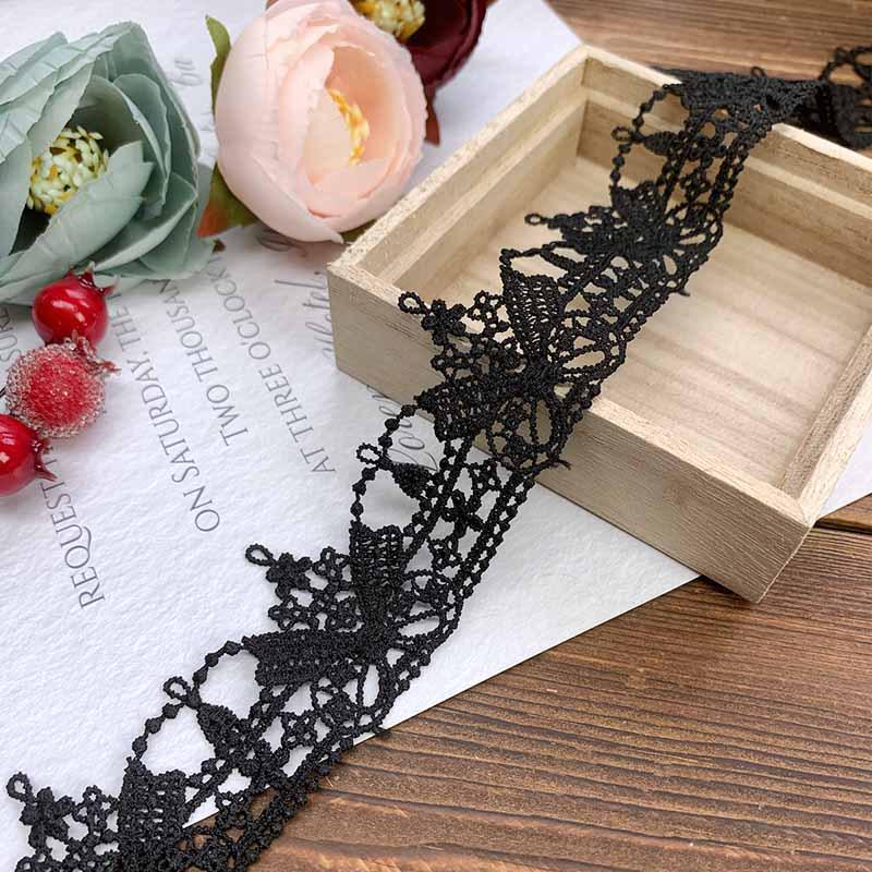 

High-Quality 3.5cm Embroidered Lace Ribbon for Lolita Clothing DIY чорний