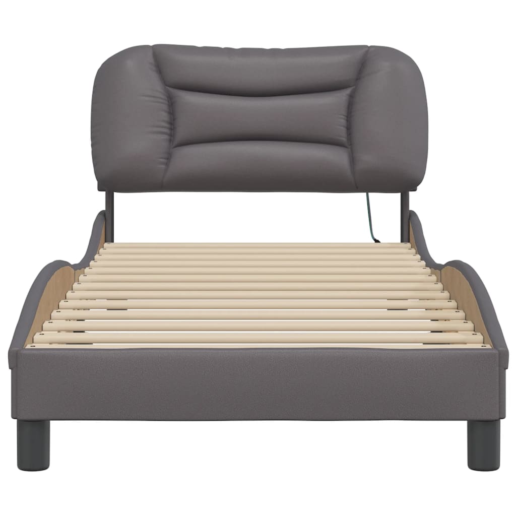 LED Bed Frame without Mattress Hvar Gray 90 x 200 cm