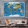 World Map Poster Satellite Imagery Earth Physical Map National Geographic Style Canvas Print Wall Art for Living Room Classroom Decor