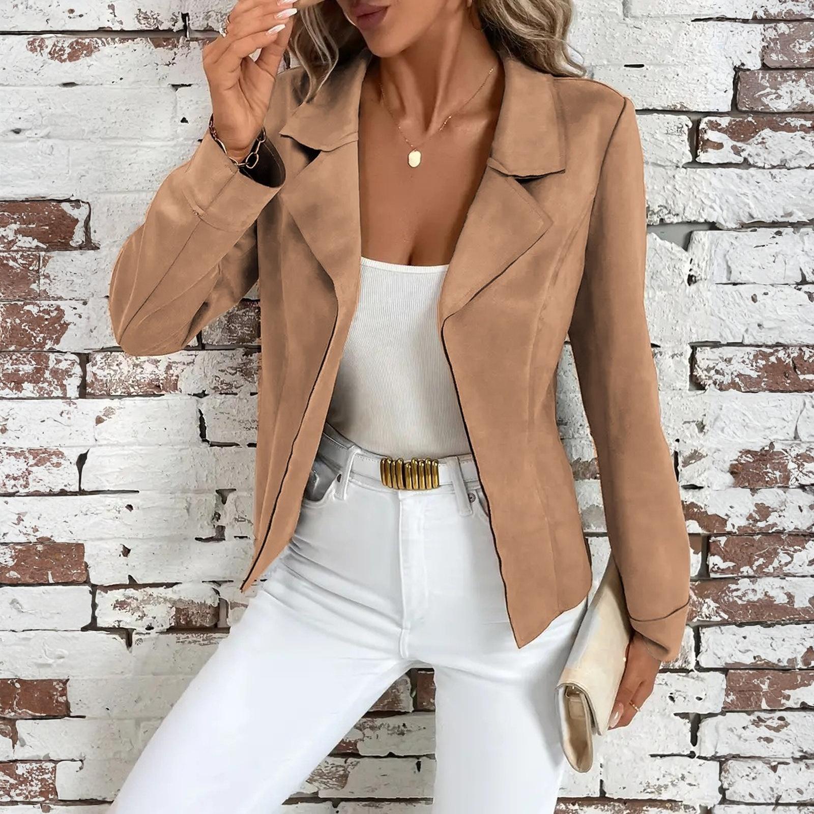 

Women s Fashionable Solid Color V-neck Long Sleeved Button Style Cardigan Jacket S