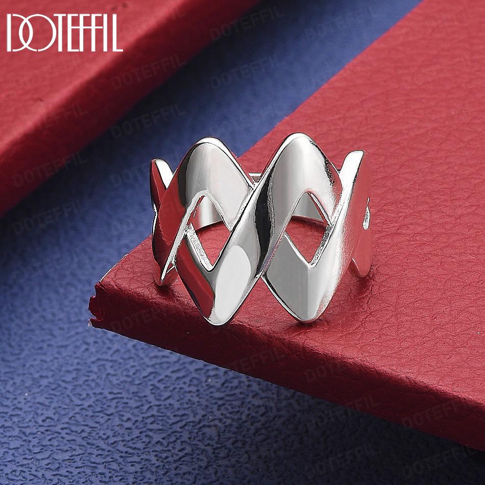 925 Sterling Silver Simple Diamond Interlaced Twisted Flower Ring - Stylish Banquet Ring 7#