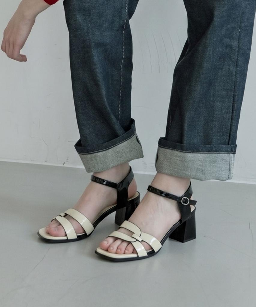 Spur Voile Color Blocking Sandal 7.8Cm Strap Sandals -Us9056 (3Color)