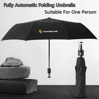 High-end Car Emblems Folding Sunshade Windproof Umbrella For Porsche Boxster Cayman Cayenne 911 Macan Panamera Auto Accessories