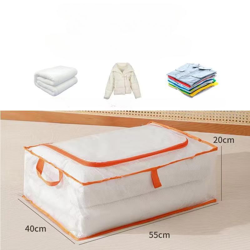 Large Size Clear Mesh Storage Bags for Blankets Down Jackets Clothes Foldable Underbed Organizer Moving Home Use Organization