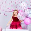 Fumwase 30 PCS Party Swirl Decorations Hot Pink Shinny Foil Hanging Swirl Decorations with Double-Swirls and Single-Swirls Plastic Streamer for
