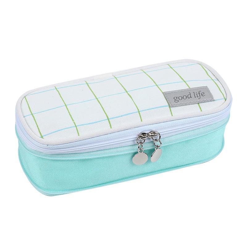 Double Layer Solid Color Pencil Case - Korean & Japanese Style, Large Capacity for Boys and Girls, Middle School Students