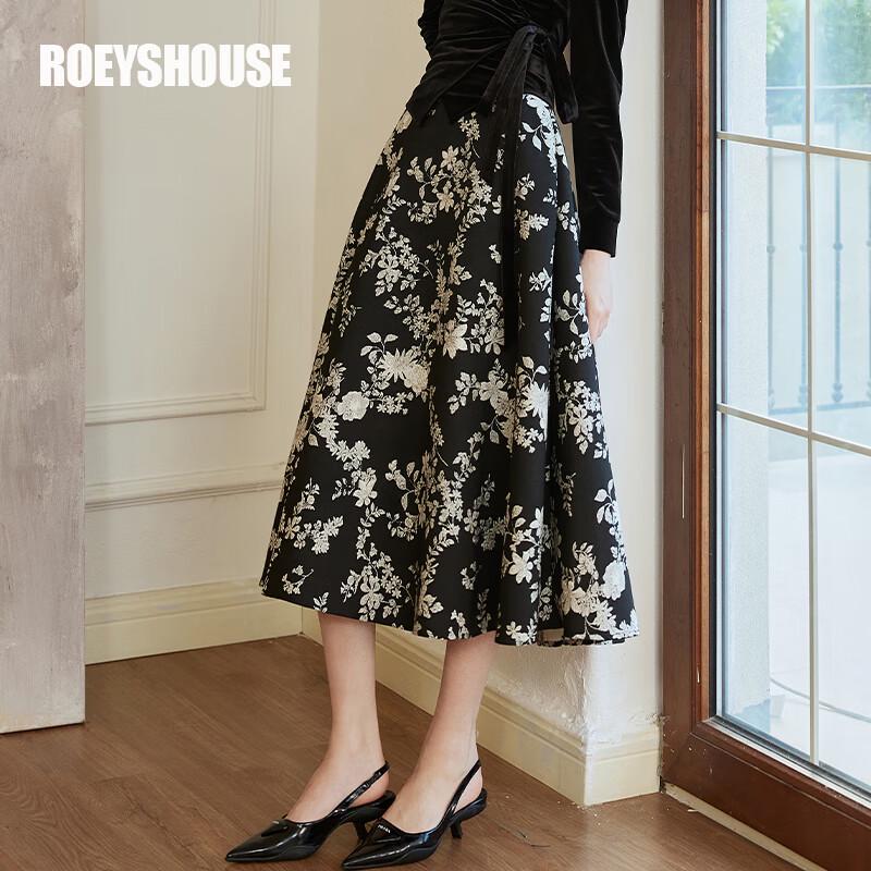 Женская ретро-юбка миди с цветочным жаккардовым узором ROEYSHOUSE XL