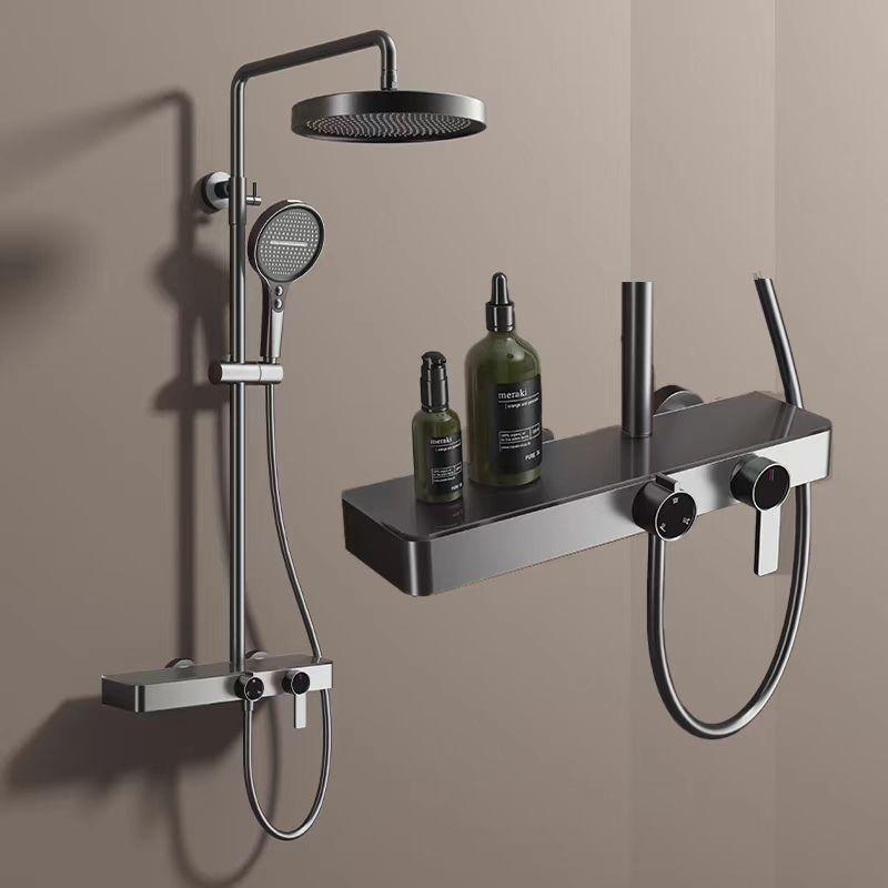 Lyxigt Regnduschhuvud i Helkoppar med Stor Förvaring och Justerbar Temperaturkontroll
