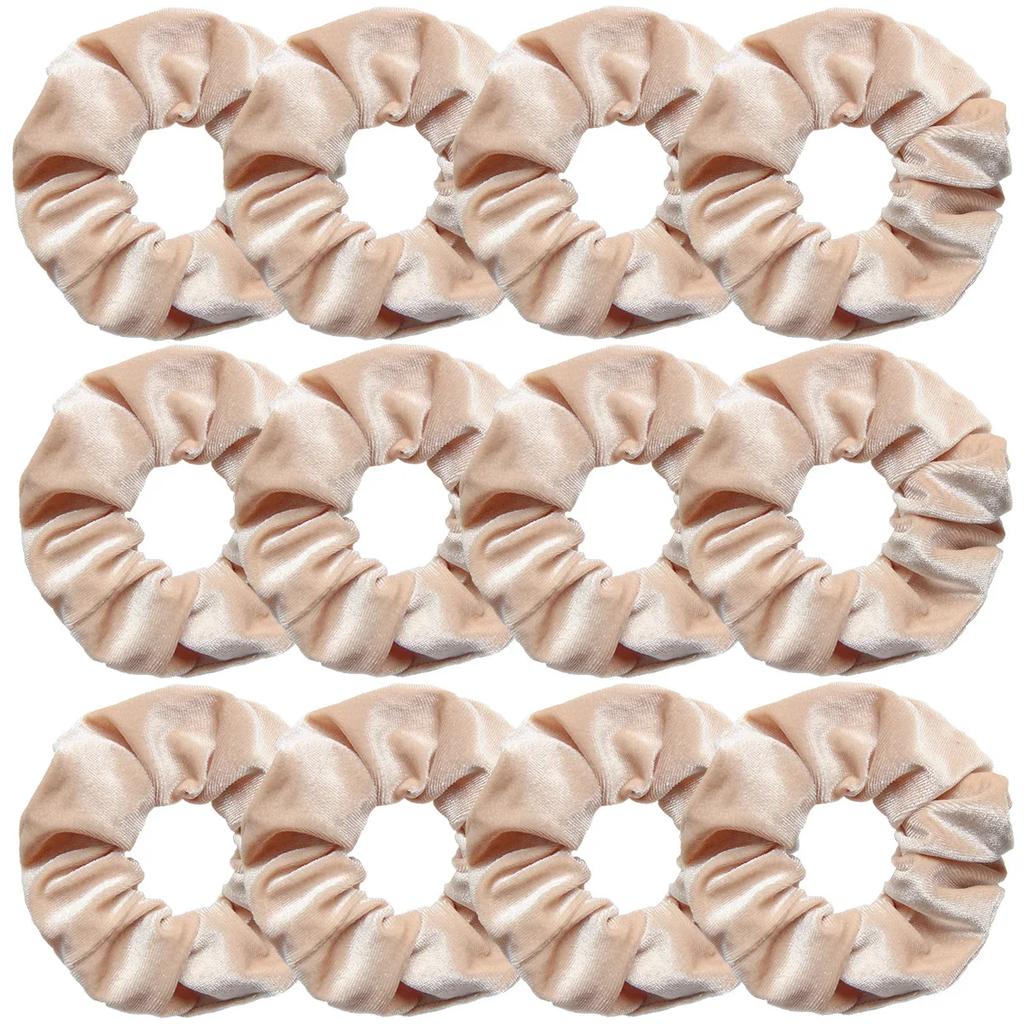12pcs Vintage Women Pink Velvet Scrunchies Baby Girls Headwear White Black Blue Green Elastic Hair Bands Kids Hair Accessories