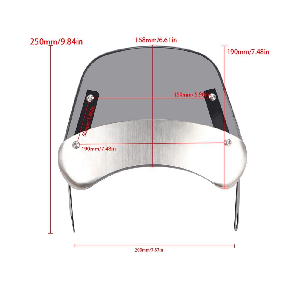 For Yamaha Kawasaki Suzuki Cafe Racer For Harley Honda Motorcycle Universal Black Windshield Wind Deflector Windscreen Fairing